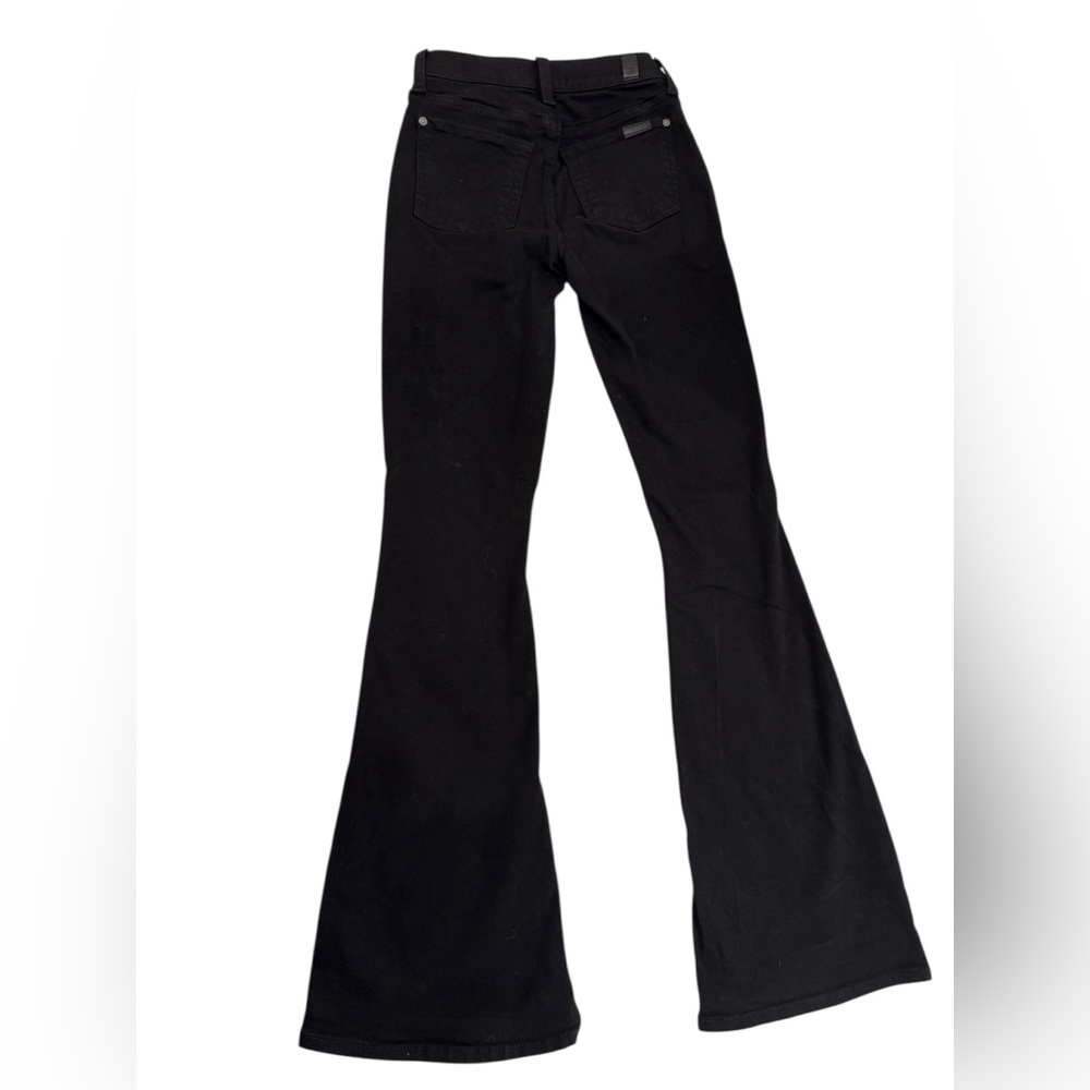 7 for all mankind Black Flared Jeans Size 24 have some stretch split bottoms - Picture 2 of 5